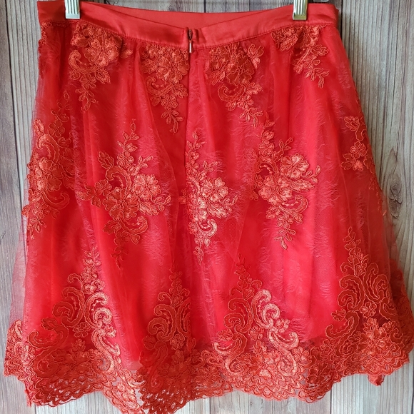 A.Drea 2 Piece Dress A-Line Floral Lace Red Size M - Picture 8 of 15